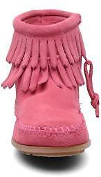 Minnetonka Kids's Double Fringe bootie G Zip-up Ankle Boots in Pink