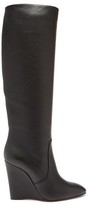 Thumbnail for your product : Christian Louboutin Civiliza 100 Wedge-heel Leather Knee-high Boots - Black