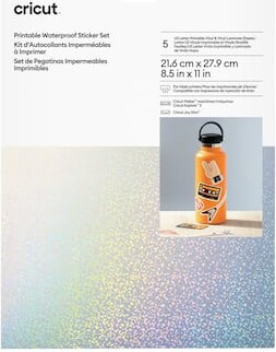 Cricut® Printable White US Letter Waterproof Holographic Sticker Set