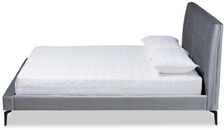 Design Studios Ingrid Glam And Luxe Silver Grey Velvet Queen Size Platform Bed