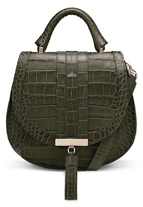 DeMellier Mini Venice Croc-Embossed Leather Saddle Bag - ShopStyle