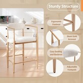 Boucle Dining Arm Barstools Set of 4,with Wood Grain Metal Legs for