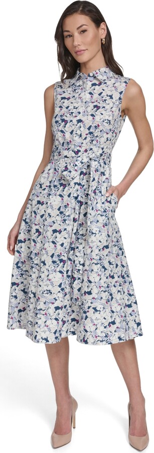 Calvin Klein Women's Sleeveless Button Front Shirt Dress