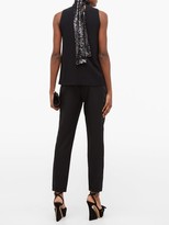 Thumbnail for your product : Galvan Cortado Sequinned Neck-tie Crepe Top - Black
