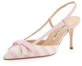 Thumbnail for your product : Manolo Blahnik Galop Striped Canvas Halter Pump, Pink/White