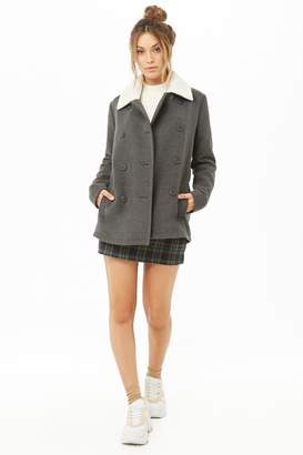 Forever 21 Faux Shearling Trimmed Coat