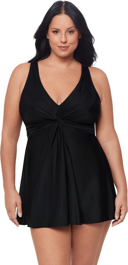 Miraclesuit Women's Plus Must Haves Marais Tummy Control Swimdress