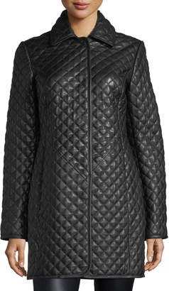 Neiman Marcus Leather Collection Quilted Leather Trenchcoat