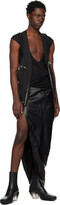 Thumbnail for your product : Rick Owens Black Asymmetric Leather Midi Skirt