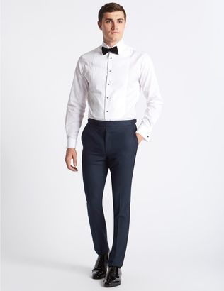 Marks and Spencer Navy Textured Modern Slim Fit Trousers