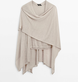 Massimo Dutti Asymmetric Knit Linen Blend Cape - ShopStyle