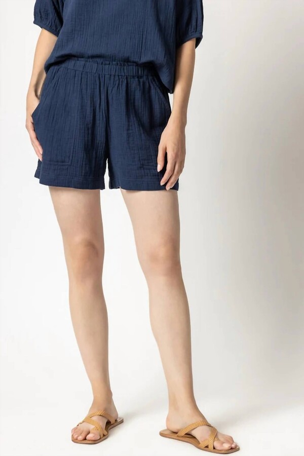 Lilla P Organic Cotton Gauze Short in Navy ShopStyle
