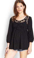 Thumbnail for your product : Forever 21 Floral Crochet Peasant Top