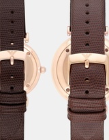 Thumbnail for your product : Emporio Armani Gianni T-Bar Dark Brown Analogue Watch