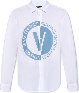 Versace Jeans Couture V-Emblem Logo-Printed Buttoned Shirt