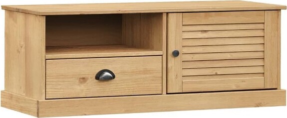 VidaXL vidaXLVIGOSolidWoodPineTVStand-EntertainmentCenterwithStorageDrawerMetalAccentsHoneyWaxFinish41.7\