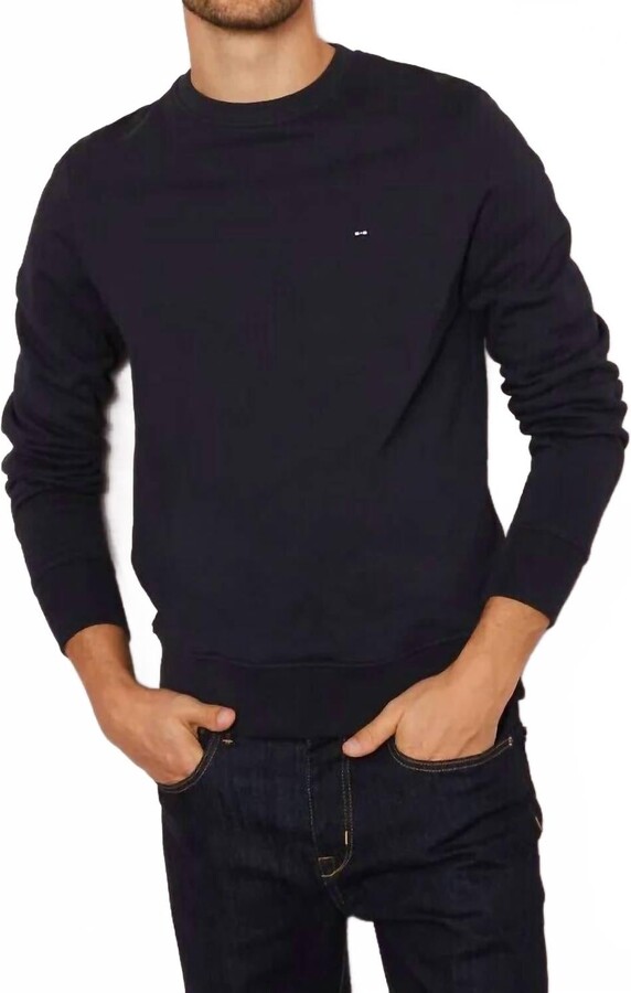 Eden Park Plain Knit Jumper Sweater In Dark Blue