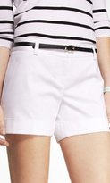 Thumbnail for your product : Express 4 1/2 Inch Belted Cuffed Cotton Sateen Shorts