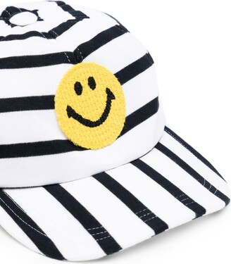 Joshua Sanders Smiley-Embroidered Striped Cap