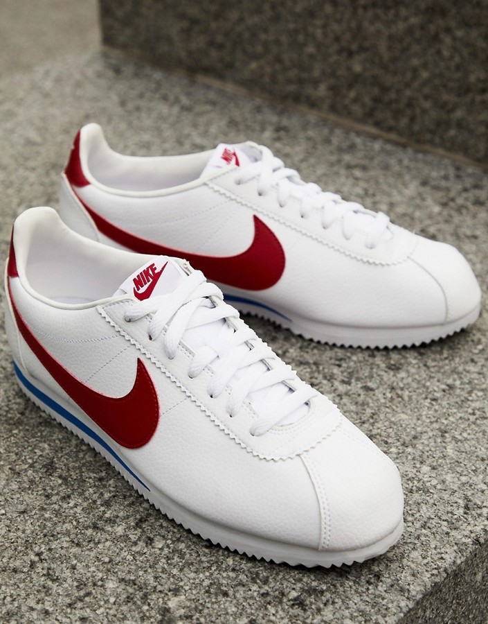 nike cortez leather trainers in white