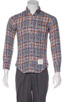 Thumbnail for your product : Thom Browne Patchwork Plaid Button-Up Shirt white Patchwork Plaid Button-Up Shirt