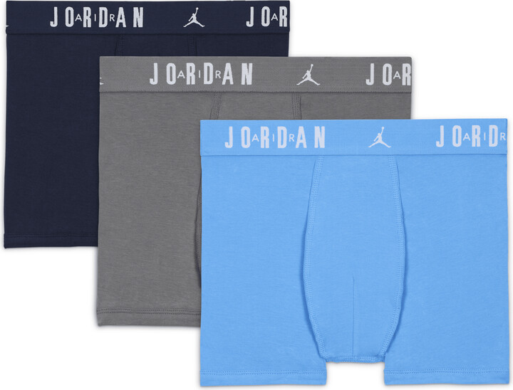 Jordan Big Kids' Flight Cotton Boxer Briefs (3-Pack) in Blue | 9J0633-B9F