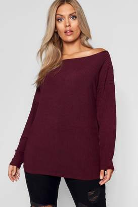 boohoo Plus Off The Shoulder Knitted Sweater