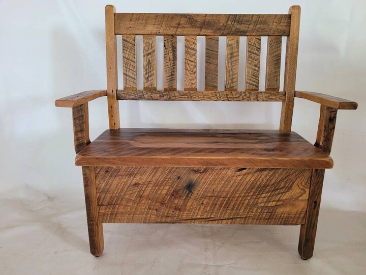 Reclaimed Barnwood Bench With Storage, Free Shipping - Made in The Usa