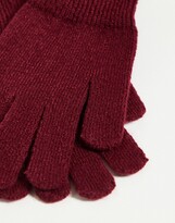 Thumbnail for your product : ASOS DESIGN knitted long gloves in burgundy