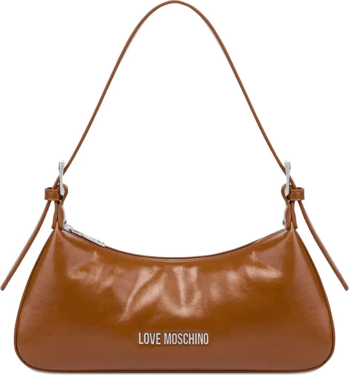 Love Moschino Curved Leather Shoulder Bag