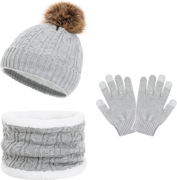 Cocila Black of Friday 2024 Ladies Socks Gift Boxed Cream Bobble Hat Women Hat Gloves and Scarf