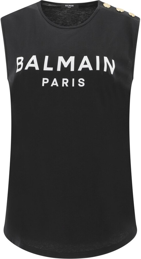 Balmain Logo Tops | Shop the world's largest collection of fashion 