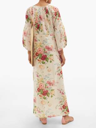 D'Ascoli Clarita Drawstring Floral-print Cotton Maxi Dress - Womens - Multi