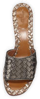 Thumbnail for your product : Bottega Veneta Intrecciato Metallic Leather 40mm Slide Sandals
