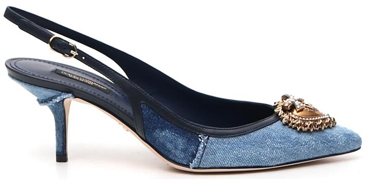 denim slingback shoes