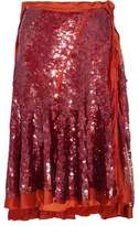 Lanvin Satin-Trimmed Sequined Silk Skirt