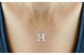 Sterling Silver "H" Initial Pendant Necklace with Diamond Accents by JewelonFire