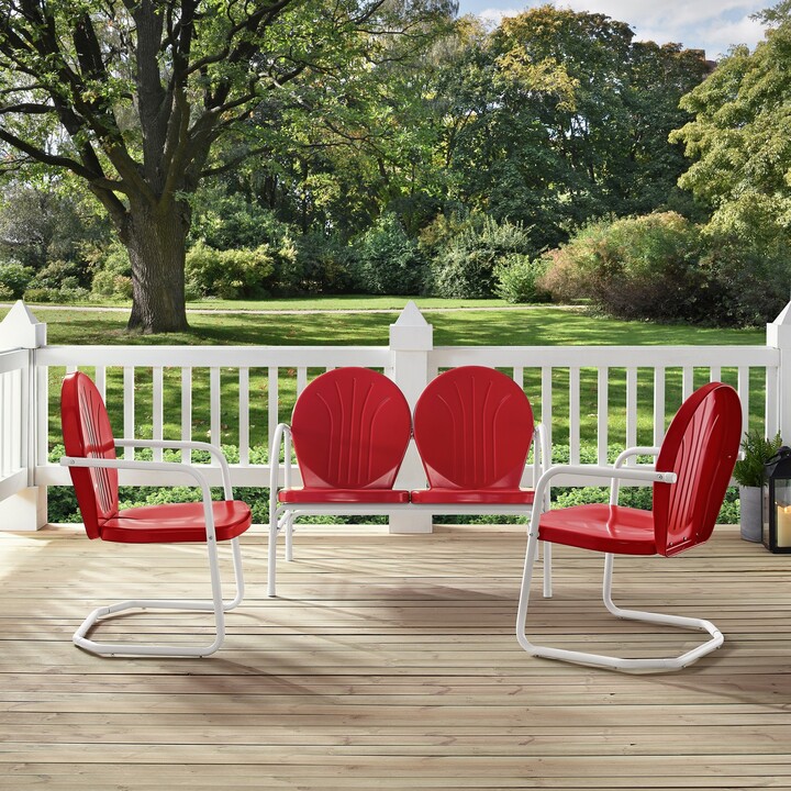 Crosley Furniture Griffith 3 Piece Metal Outdoor Conversation Seating