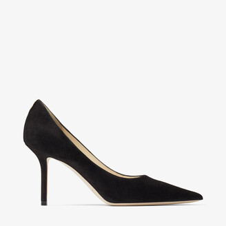 Jimmy Choo Black Suede Pointed Pumps With Jc Emblem