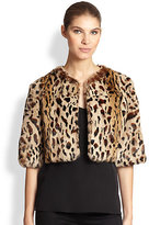 Thumbnail for your product : Adrienne Landau Leopard-Print Cropped Rabbit Fur Jacket