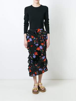 No.21 floral print ruffled skirt