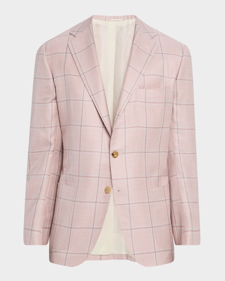 Kiton Men's Cashmere-Blend Windowpane Sport Coat