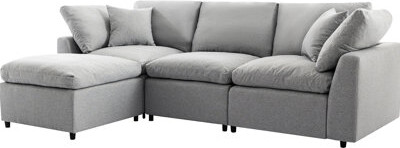 Latitude Run Ustyle Modular With Feather-filled Cushions - Reversible Chaise L Shaped Zippered Sloped Armrest Gray Upholstery Couch Spacious  Shape Feather Cu