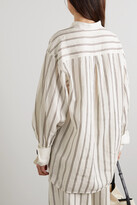 Thumbnail for your product : By Malene Birger Aglaja Paneled Striped Linen-blend And Linen-piqué Shirt - Cream