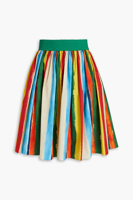 Dolce & Gabbana Gathered striped cotton-poplin skirt