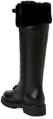 Aquatalia Joslyn Knee-High Faux Fur-Trimmed Leather Boots