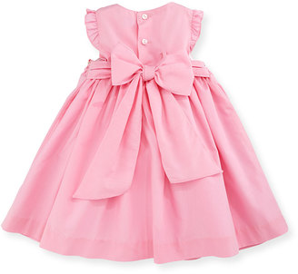 Luli & Me Sleeveless Floral-Trim Smocked Dress, Pink, Size 12-24 Months