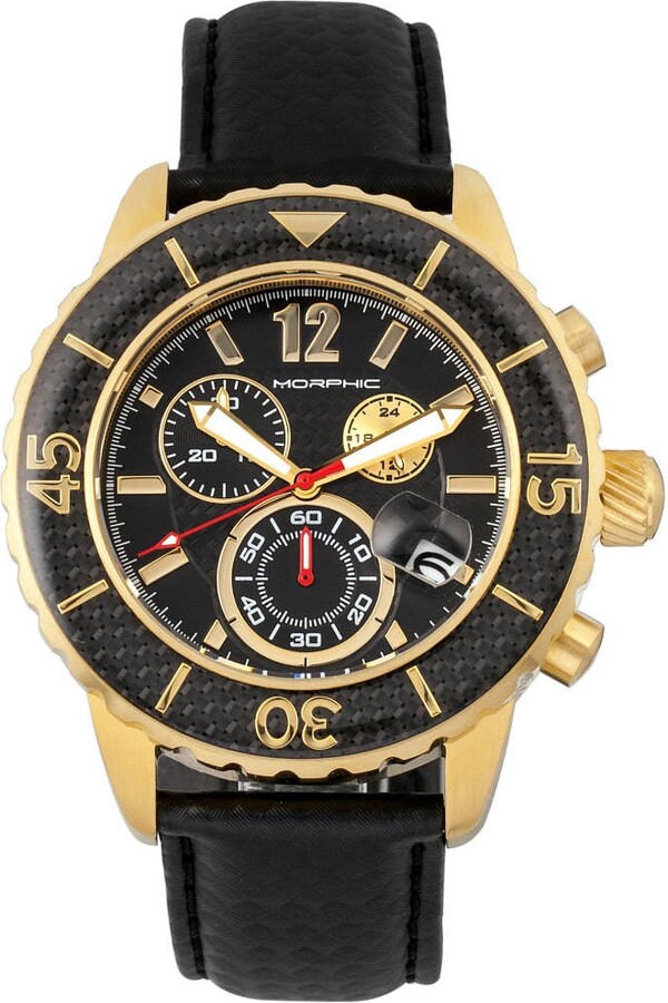 Morphic M51 Series Chronograph Leather-Band Watch w/Date
