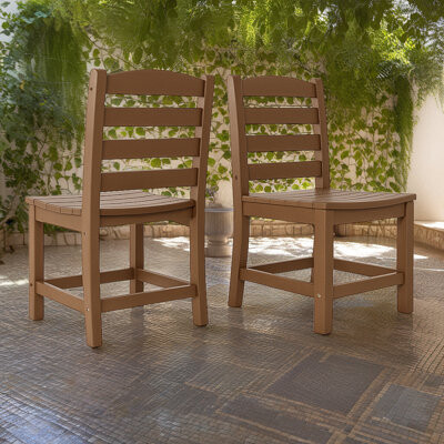 Latitude Run Sustainable HDPE Armless Chair Set - Eco-Friendly Outdoor Seating (Set of 2)