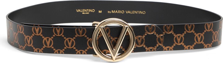 Valentino By Mario Valentino Baby Monogram Plaque Buckle Belt Size Large
